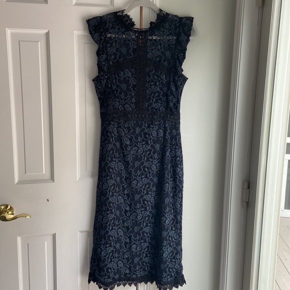 Zara blue and black lace dress Sz M - Picture 6 of 15